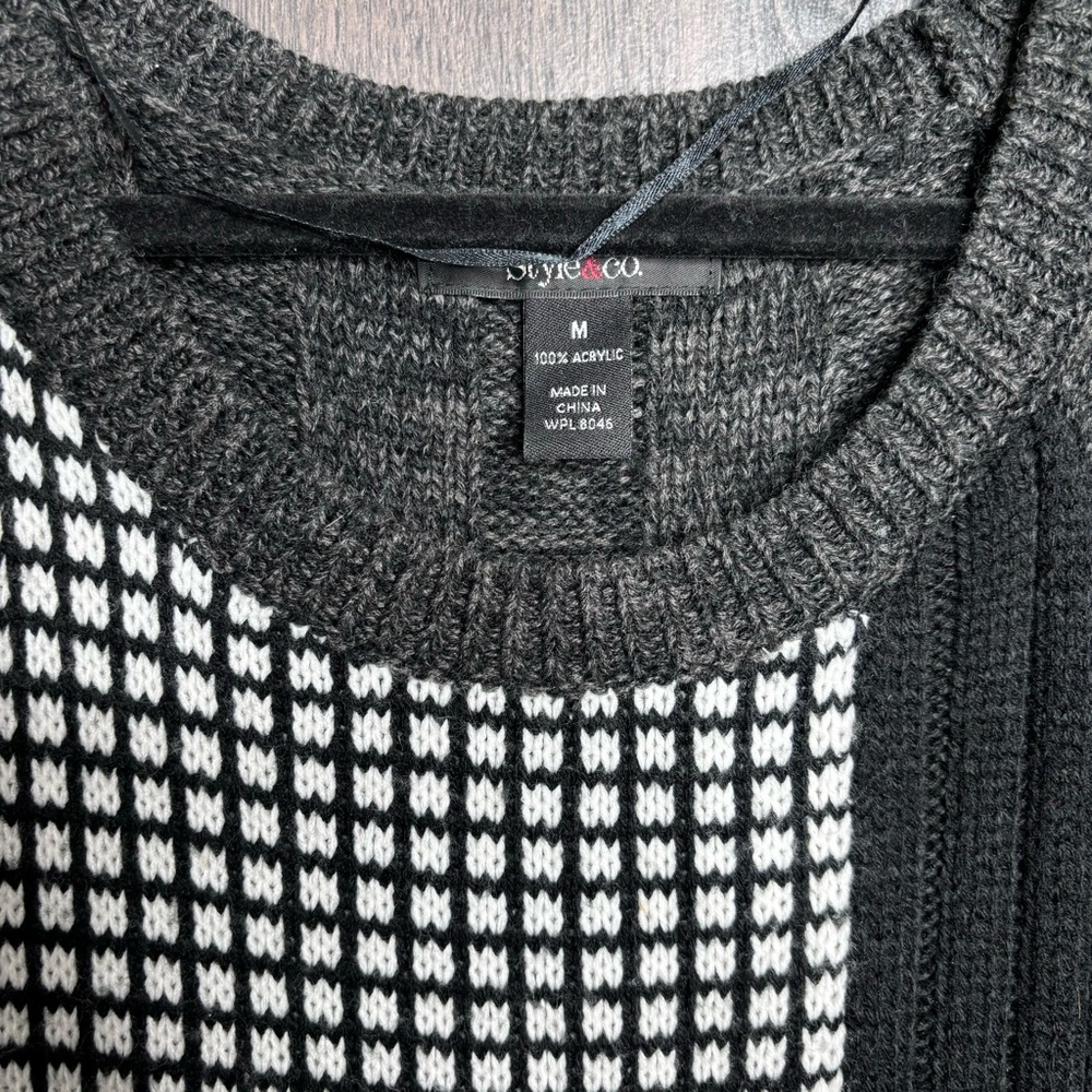 **🌼3/$30🌼Style & Co Short Sleeve Colorblock Woven Sweater Dress Size Medium - Picture 9 of 16